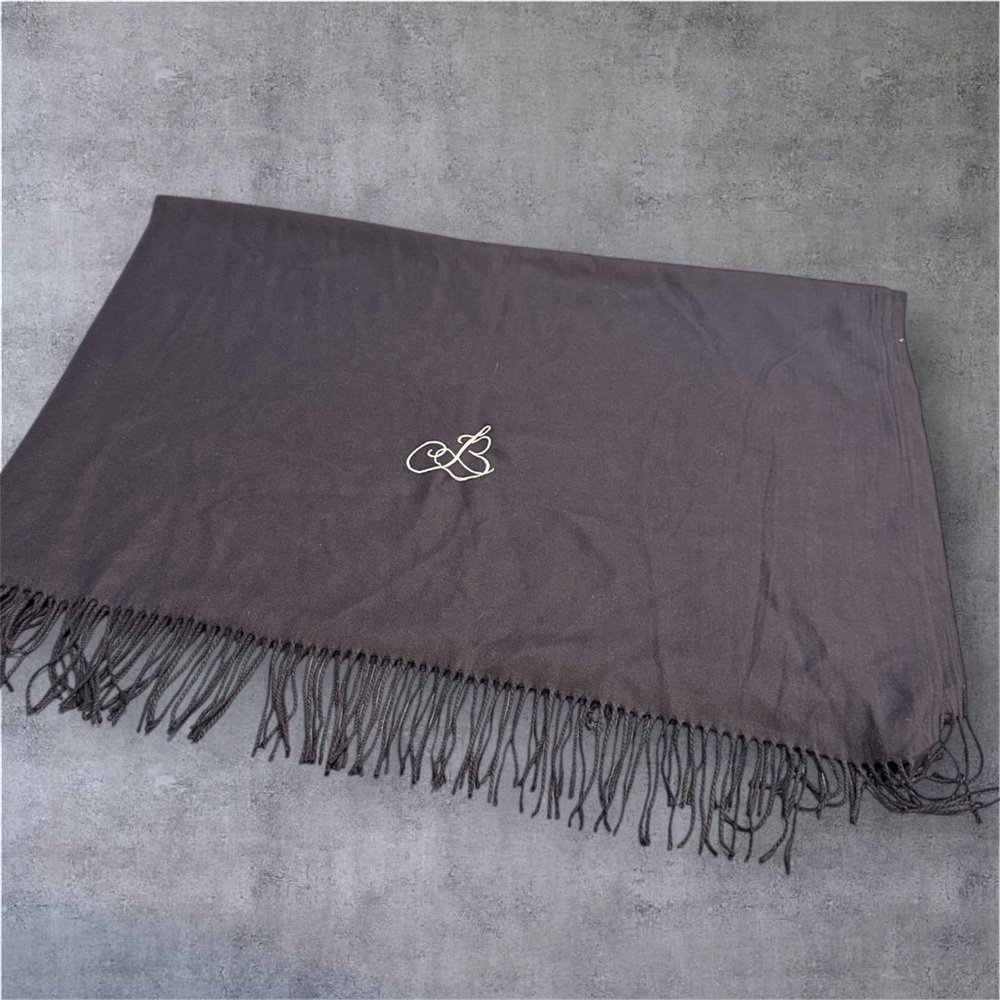Large Navy Blue Cashmere Wrap embroidered B - Picture 4 of 8